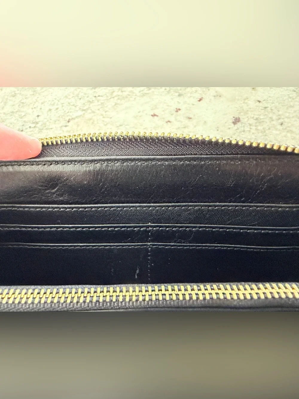 Tory Burch Black Leather Continental Wallet with Gold Logo Medallion